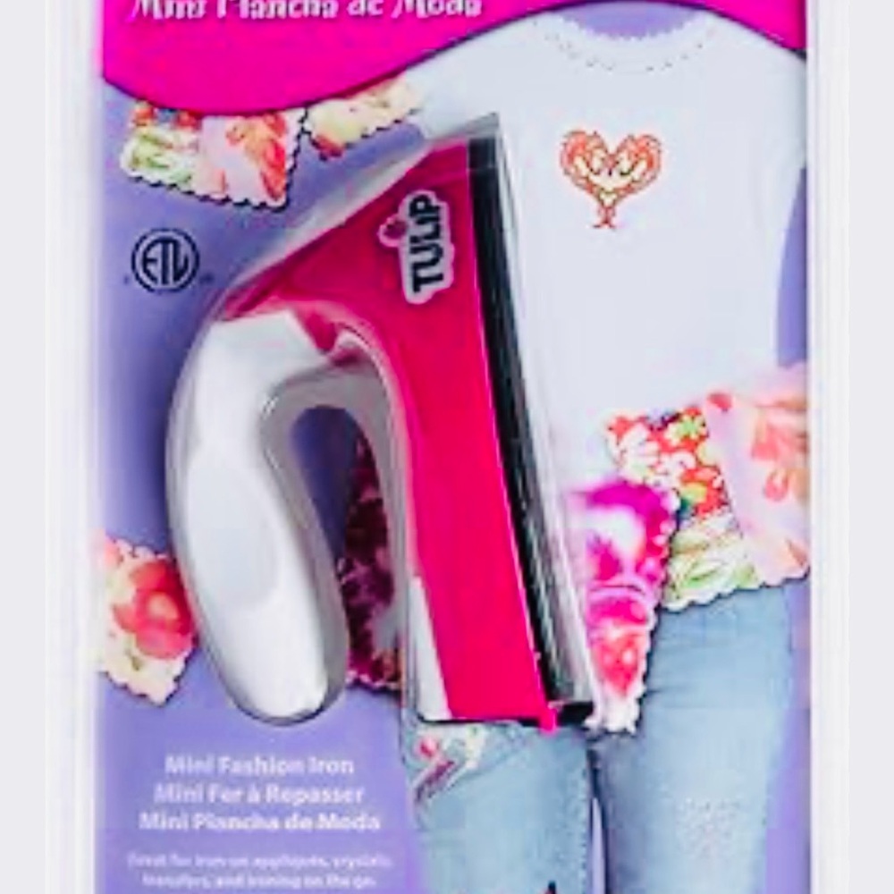 #1373**Tulip Mini Fashion Iron - Pink and White